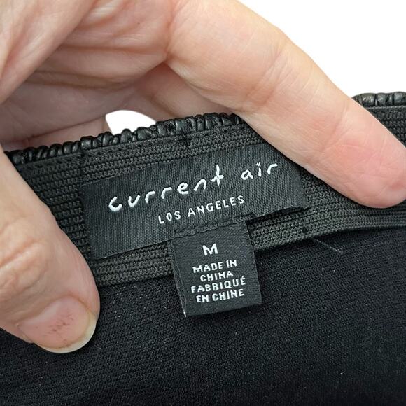 Current Air Faux Leather Midi Skirt Medium Fit And Flare Smocked Waist Pull On - Picture 6 of 10